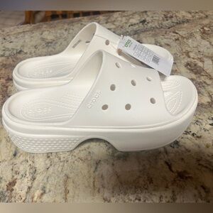 NWT CROCS Stomp Clogs Platform White Slide Unisex Women’s 10 & Men’s 8